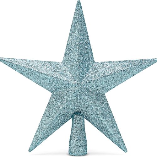 1 Glitter Star Tree Topper - Christmas Tiffany Blue Xmas Decorative Holiday Bethlehem Star Trees Toppers Ornament Decorations 8"