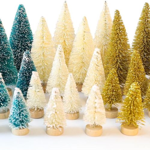 Bottle Brush Trees, Mini Christmas Tree (Gold,Blue,Beige)