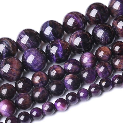 1 Natural Purple Tiger Eye Beads Round Loose Stone Beads Energy Gemstone Healing Power for Jewelry Making 1 Strand 6mm 60pcs