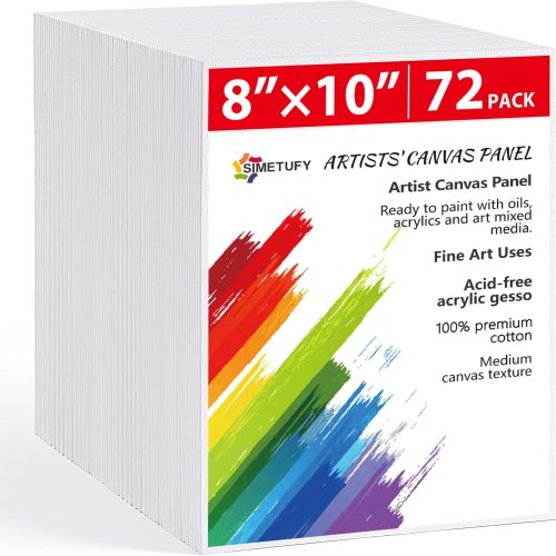 1 72 Pack 8 x 10 inch Canvas Boards for Painting Flat Canvas Panels Bulk Value Pack for Classes and Parties 100% Cotton for Acrylics Paint