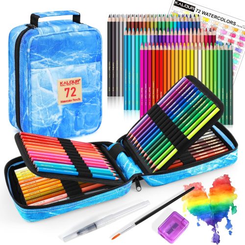 Professional Watercolor Pencils, Set of 72, Studio Collection Artist Pencils, Pre-Sharpened Water Colored Pencils, Firm Texture, Watersoluble, Great Holiday Gifts for Adult or Teens