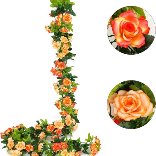 1 2 Pack (15.8FT) Fake Rose Garland, Artificial Rose Vines Flowers Hanging Silk Rose Vine Wedding Home Backdrop Party Arch Arrangement Decoration