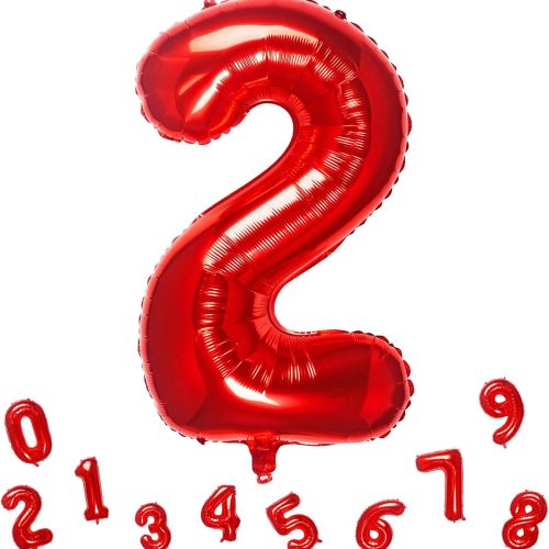 1 32 Inch Red Number 2 Balloons Foil Ballon Digital Birthday Party Decoration Supplies (Red Number 2 Balloon)