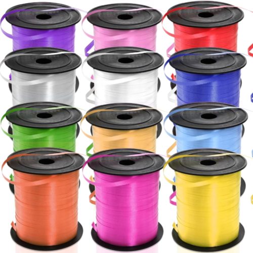 1 12 Roll 9000ft Curling Ribbons, 1/5 Inch Balloon String, Assorted Colors Crimped Curly Ribbon for Gift Wrapping Party Decor Florist DIY Art Craft Birthday Wedding, (250 Yards/Roll)