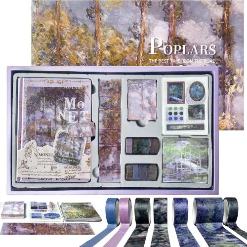 PANZIYU Charming Oil Painting DIY Journal Kit, Scrapbook Kit for Girls Ages 8-14,Journaling Art Crafts for Women, Scrapbooking Supplies，Stationary Set for Teens - Poplars
