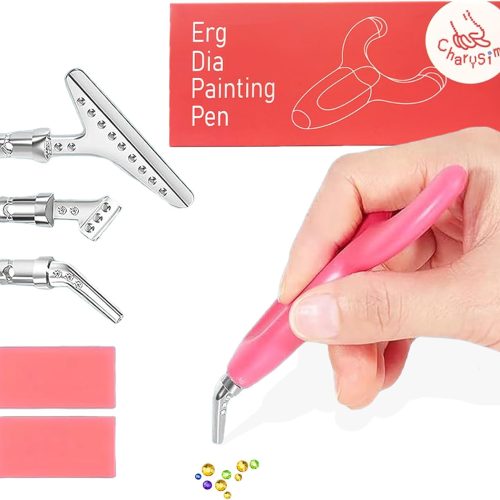 1 Ergonomic Diamond Art Painting Pen, DP Art Accessories with 3 Metal Tips, 5D Diamond Drill Pen Kit for Adults, Resin DP Tool for Beginner, Comfort Grip, Faster Drilling (Pink)