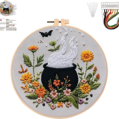 1 DIY Embroidery Kit for Adults, Beginner Friendly Cross Stitch Art for Home Decor, Handmade Craft Kit, 6 Inch, Gothic