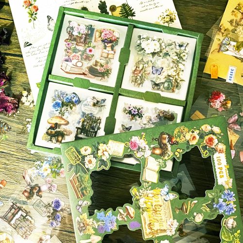 1 495pcs Vintage Junk Journal Stickers, Flowers Plants Butterfly Stickers for Scrapbook Supplies, Transparent Sticker for DIY Craft, Planners, Journal, Notebook, Laptop, Cell Phone, Calendars, Wedding