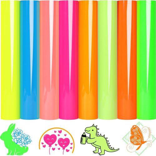 1 Neon HTV Heat Transfer Vinyl 8 Neon Vinyl Assorted Sheets 12x10In Green Neon Iron on Vinyl Neon Pink Heat Press for Tshirts Beautiful Appearance