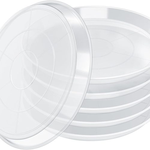 1 6 Pack Clear Plant Saucer, Durable Plant Drip Trays Saucers for Pots, No Holes Water Catcher Trays for Indoor Outdoor Planter, Sturdy Base Plate (Clear, 6.2"-6Pack)