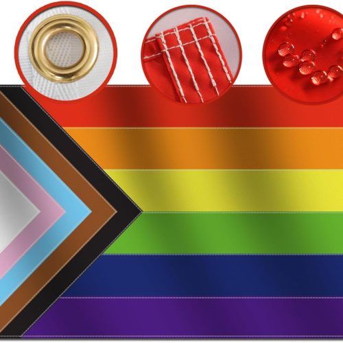 1 Premium New Progress Pride Flag 3x5 Ft Outdoor - Heavy Duty Nylon 210D Sewn Stripes | All Inlcusive Gay Progressive Flags House Decoration Banner