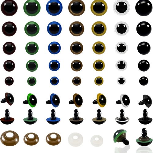 140pcs Safety Eyes for Crochet Assorted Colors Craft Doll Eyes 10mm to 18mm Plastic Crafts Safety Eyes Set with Washers for Stuffed Animals Amigurumis Crochet Bears Dolls Making