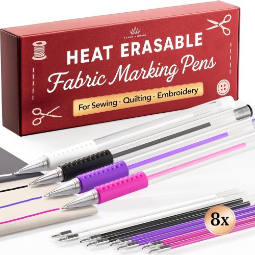 1 Heat Erasable Fabric Marking Pens for Sewing - 4 Pens + 8 Refills - Sewing Supplies Quilting Supplies Sewing Accessories Embroidery Supplies Pen Tailors Chalk Fabric Chalk Alternative