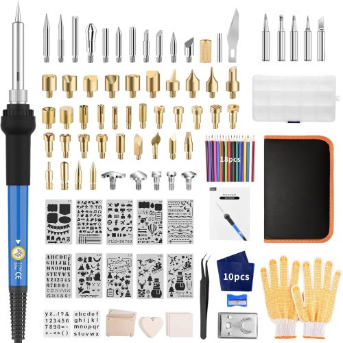 1 Wood Burning Kit 113pcs Professional Wood Burning Tool Adjustable Temperature Wood Burner Tools Set with Soldering Iron for Embossing Carving DIY Adults Crafts Beginners