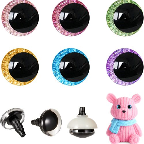 1 96pcs 25mm 3D Glitter Safety Eyes for Crocheting with Washers Moon Crochet Amigurumi Eyes for Crochet Animals Craft Eyes Doll Eyes Stuffed Crochet Eyes for Crafts Gift for Crochet Lovers