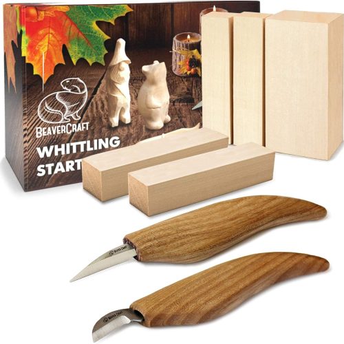 Wood Carving Kit for Beginners S16 – Whittling Knives Sloyd, Chip Wood Carving Knife, Basswood Blocks for Carvers - Whittling Tools Set