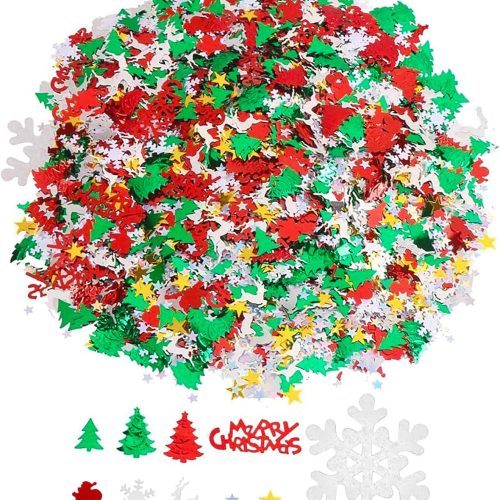 DIYASY Christmas Glitter Confetti,4800 Pcs/3.5 Oz Snowflake Christmas Tree Shape Color Confetti Sprinkles for Holiday Table Centerpiece Decoration