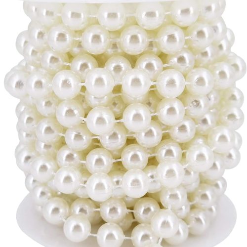 INSPIRELLE 10MM Ivory Faux Pearl Beads 6M Garland Pearl Bead Roll Strand for Wedding Party Decoration