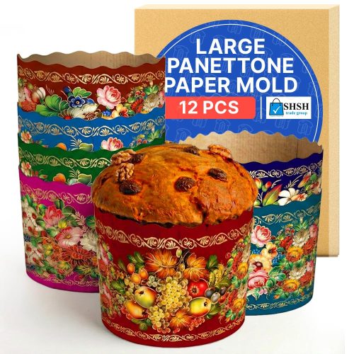 15 oz Easter Bread Baking Paper Molds | 12 Pack | Non Stick Easter Bread Kulich Paska Panettone Paper Mold Large Easter Bread Kulich Molds W5.1xH3.35 in