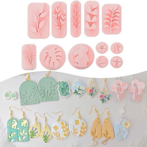 1 Polymer Clay Stamps Tool Set - 12 Shapes of Plant & Animal, Work with Polymer Clay Cutter, 3D Print Stamps for Jewelry Pieces Making, Earrings and Necklace Pendants