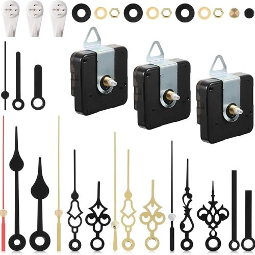 1 3 Pieces Non Ticking Quartz Clock Movement Mechanism with 6 Sets of Short Hands Battery Operated Clock Motor Kit for DIY Repair Replacement (0.5 inch/13 mm)