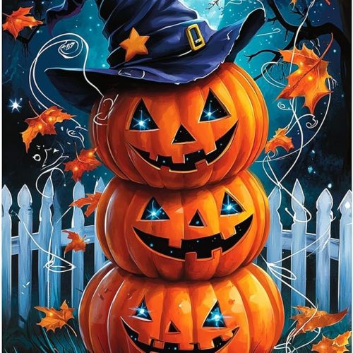 Halloween Pumpkins Diamond Painting Kits for Adults, 5D Diamond Art Kits for Beginners DIY Full Drill Gem Art Diamonds Painting Pictures DIY Crafts Kit for Wall Decor 12x16inch