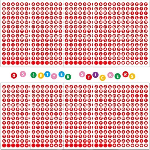 Mini Letter Stickers – 1344PCS 0.5 Inch Vinyl Alphabet & Number Decals, 8 Sheets for DIY Art, Water Bottles, Name Tags, Notebooks, Party Decor, Scrapbooks