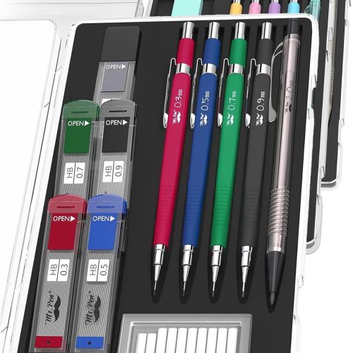Mr. Pen Mechanical Pencil Set with Lead and Eraser Refills, 5 Sizes - 0.3, 0.5, 0.7, 0.9 and 2 Millimeters, Drafting, Sketching, Illustrations, Architecture, Christmas Gift