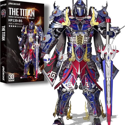 Piececool 3D Metal Puzzles Mecha Model Kits-The Titan Figure Model Building Blocks Kits for Adults, DIY Brain Teaser 3D Puzzle for Men Teen Students Hobbies Fidget Gifts -157 Pcs