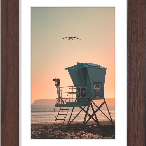 Vittanly 5x7 Picture Frame, Display Pictures 4x6 with Mat or 5x7 without Mat, Rustic Photo Frame for Wall or Table Top Display, Brown, 1 Pack