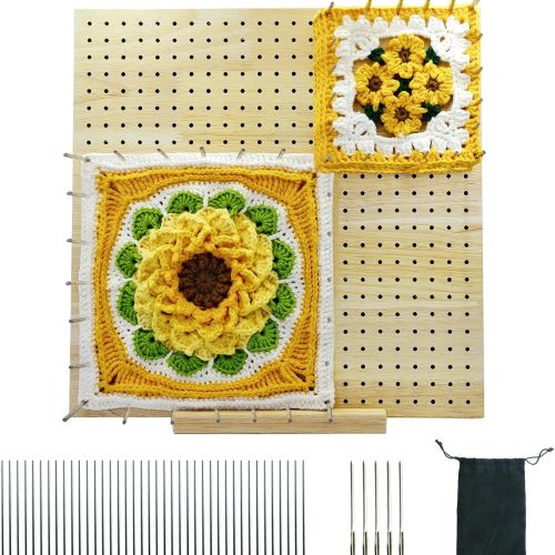 1 12.4 Inches Crochet Blocking Board with 40 Pins, blocking boards for crochet projects, Granny Square Blocking Board, Wooden Blocking Mats for Crochet, Blocking Board, Blocking Mats for Knitting