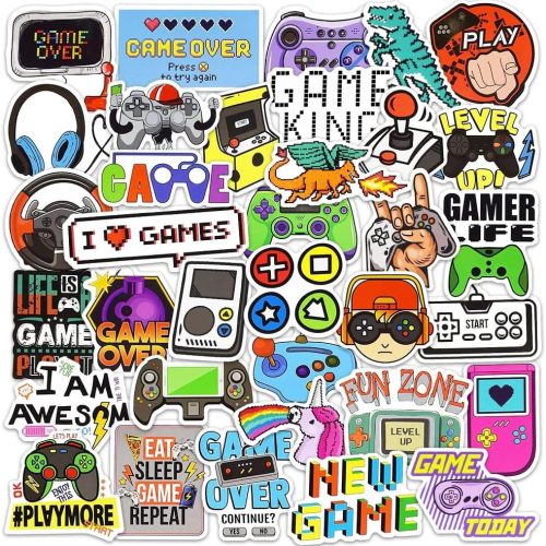 1 Gaming Stickers for Boys Kids Video Game Water Bottles 50 PCS Waterproof Vinyl Gifts for Boys Stickers