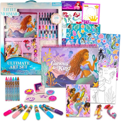 1 Little Mermaid Art Set for Girls - 250+ Pc Little Mermaid Movie Activity Bundle with Coloring Pages, Stickers, Crayons, More | Little Mermaid 2023 Arts and Crafts Kit