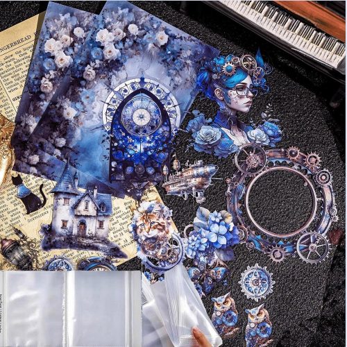 1 180 PCS Gothic Scrapbook Stickers Pack, Vintage Aesthetic Designs for Scrapbooking, Waterproof Journaling Supplies with Storage Organizer (Dark Fantasy Night Series)