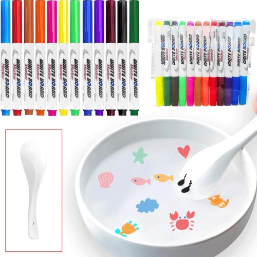 1 12pcs Magical Drawing Pen, Water Art Pens With Spoon Magical Water Painting Water Marker Doodle Pens Floating Marker Pens Toys Gifts for 3-12 Year Old Boys Girls Toddlers New Year's Gift