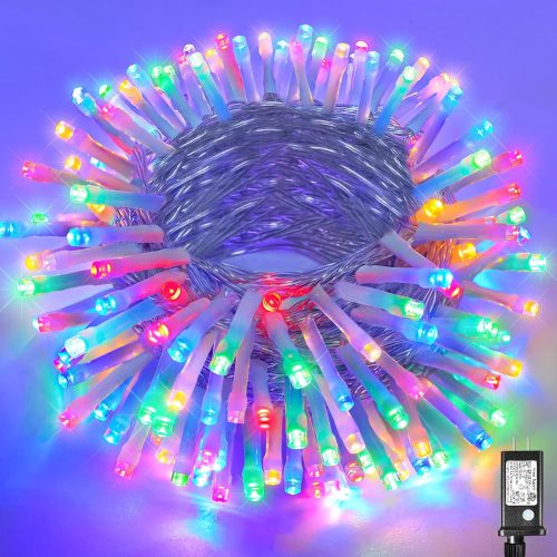 1 66ft Christmas Lights Outdoor Waterproof, 200 LED String Lights for Bedroom Clear Wire with 8 Modes, Plug in Twinkle Fairy String Light for Indoor Outdoor Home Party Garden Decorations, Multicolor