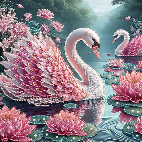 1 5D Special Shape Diamond Art Kits for Beginners, Diamond Painting Kits for Adults, Crystal Rhinestones Diamond Painting for Home Wall Decoration Gift 12×12 inch/30×30 cm, Beautiful Swan