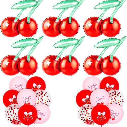1 22 PCS Cherry Balloons for She's The Cherry On Top Party Decorations, Red Summer Fruit Cherry Themed Foil Latex Balloons for Birthday Party Decor Baby Shower