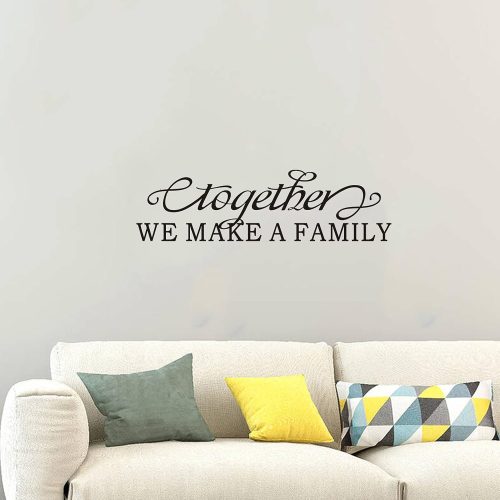 Family Wall Art, Family Wall Stickers, (Easy to Apply), Vinyl Wall Decor Art Living Room Bedroom Bathroom Dining Room, Inspirational Love Quotes Saying Sign Men Home, Together We Make A Family 25"X7"