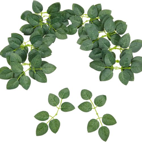 50pcs Artificial Green Leaves Bulk Rose Leaves Artificial Greenery Fake Rose Flower Leaves for Decoration DIY Wedding Bouquets Centerpieces Bridal Shower Party Valentine's Day Christmas Xmas