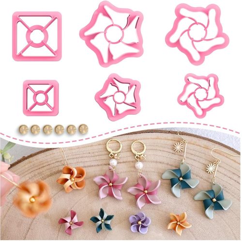 1 KEOKER Pinwheel Polymer Clay Cutters, Spring Polymer Clay Cutters, Summer Clay Cutters for Polymer Clay Jewelry, Summer Clay Earring Cutters, 6 Shapes Clay Cutters for Earrings, Spring Clay Cutters