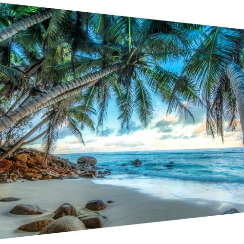 1 Landscape Diamond Painting Kits for Adults, DIY 5D Beach Diamond Art, Diamond Painting Cocos Scenery,Large Sea Diamond Dot Painting for Home Wall Decor and Gift(15.7x27.5inch)