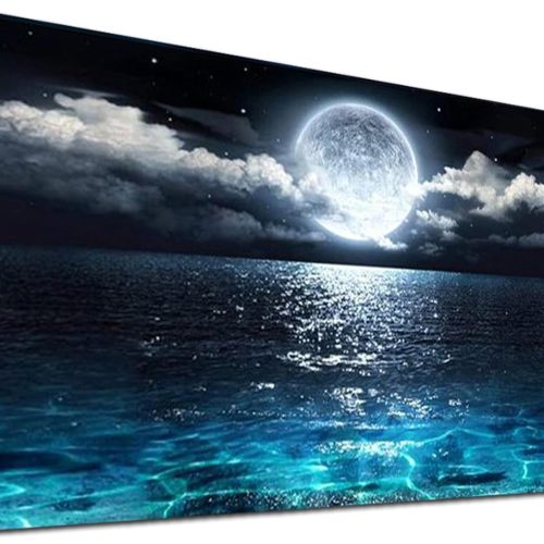 1 Large Diamond Painting Kits for Adults (31.5 x 15.7 inch) DIY 5D Sea Moon Full Round Drill Crystal Rhinestone Embroidery Pictures Arts Paint by Number Diamond Art Kits for Home Wall Decor