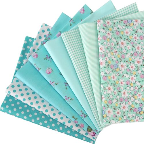 1 8pcs Craft Fabric Bundle 100% Cotton Quilting Fabric 18x22 Inches Squares Multicolored Different Pattern for Patchwork DIY Sewing Scrapbooking Blue