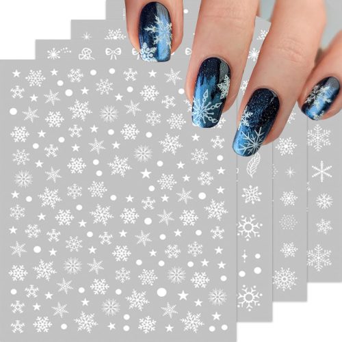 1 Snowflake Nail Stickers 10 Sheets Christmas Snowflake Nail Decals 3D Self-Adhesive Winter Theme Nail Sticker White Nail Art Design Decals DIY Nail Decoration Supplies for Women Girls