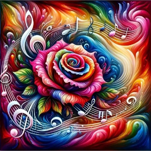 1 Music Diamond Painting Kits for Adults,5D Rainbow Rose Diamond Art Kits for Beginners,DIY Full Drill Diamond Gem Art with Painting Kits for Home Wall Decor 12 x 12 Inch Music Rose