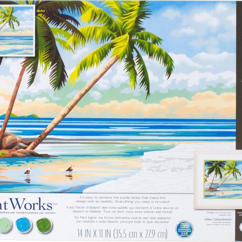 1 Dimensions 73-91744 Tropical View Paint by Numbers Kit, 14'' x 11"