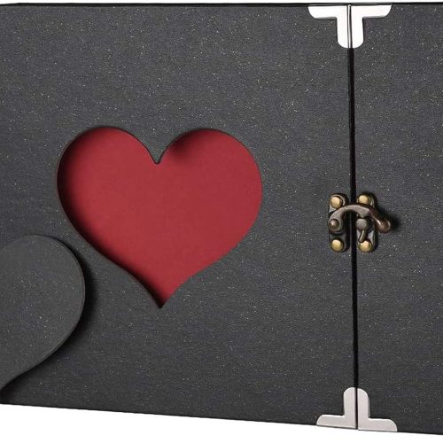 1 Scrapbook Handmade DIY Family Photo Albums Couples Memory Book Black Page Scrap Book for Anniversary, Christmas, Valentine's Day, Birthday (Black)