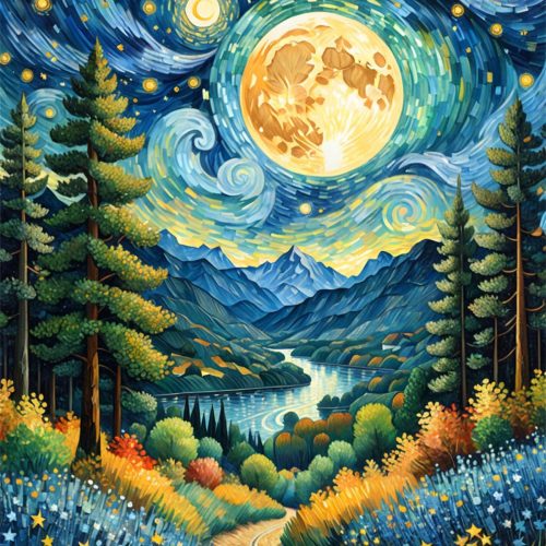 1 Moon Paint by Numbers Kit for Adults Beginner Forest Adult Paint by Number Kits On Canvas Adults' Paint-by-Number Kits DIY Oil Painting for Gift Home Wall Decor 16x20 Inch