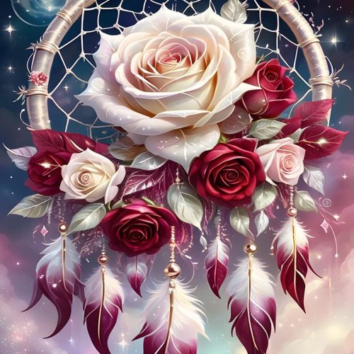 1 Dream Catcher Counted Cross Stitch Kits for Adults, Flowers Stamped Cross Stitch Kits for Beginners, Needlepoint Cross-Stitch Patterns Embroidery Kits Arts and Crafts for Home Decor 12×16 Inch